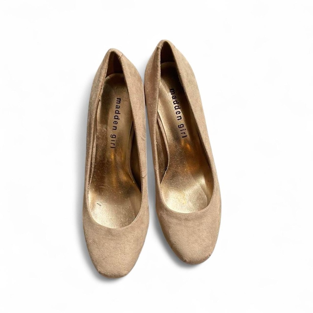 Madden Girl Nude Suede Box Toe Pumps